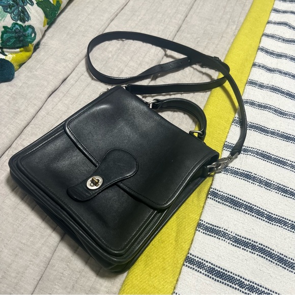 Vintage‎ COACH 100% Leather Satchel Purse Handbag Crossbody bag tote black - Picture 2 of 16